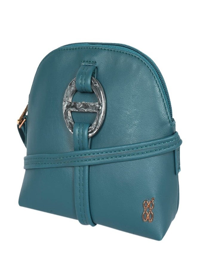 Baggit Women's Lpxe Troll Bowling Bag (Blue) | Stylish Vegan Leather Shoulder Handbag for Women | Trendy Spacious Purse for Daily Use, Travel, Office & College | Elegant Tote-Style Bowling Bag - Image 3